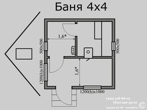 Планировка бани 4х4 м, план и проект внутренних помещений - «Строительство»