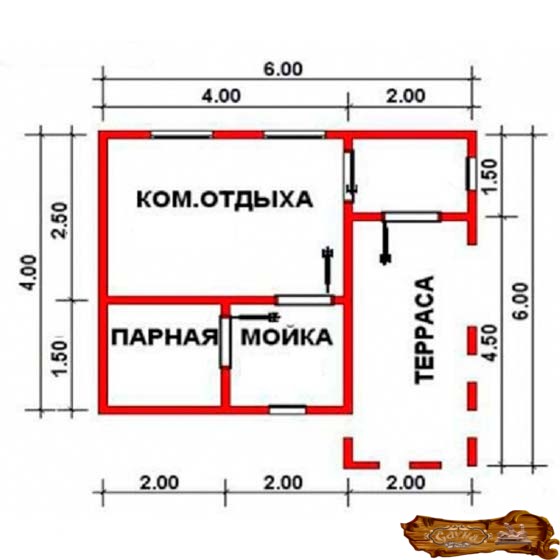 Найдите объем отделения строящейся бани